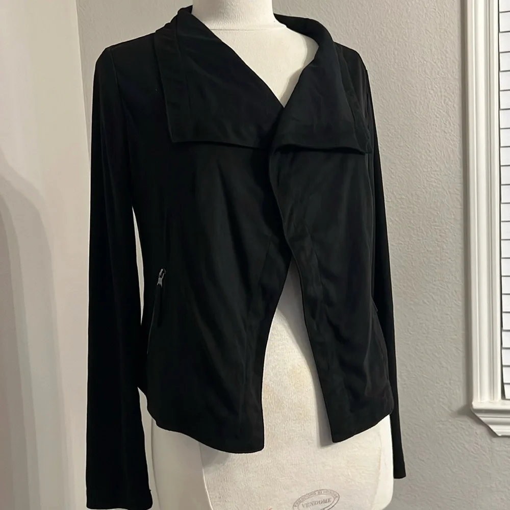 Faux suede versatile black light cardigan or jacket - Picture 1 of 6